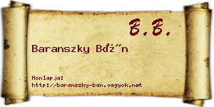 Baranszky Bán névjegykártya